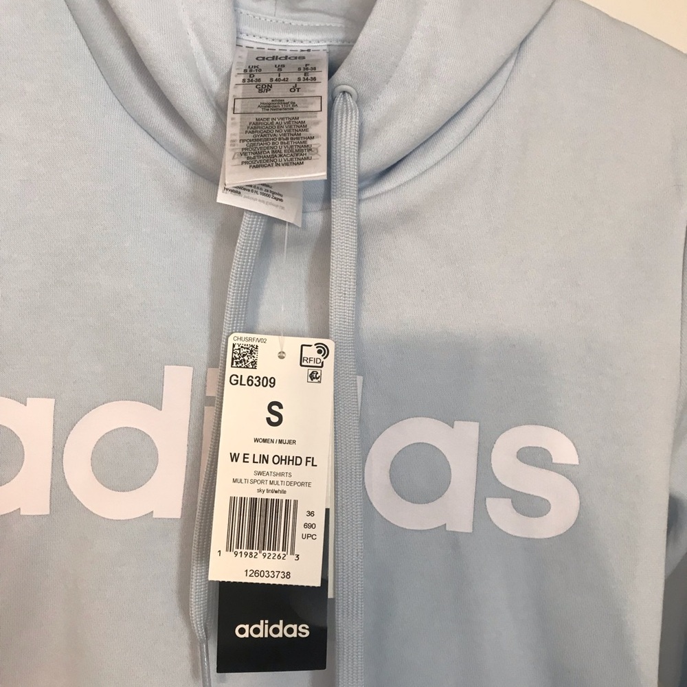 NWT Adidas hoodie Sz small light blue - Picture 3 of 4